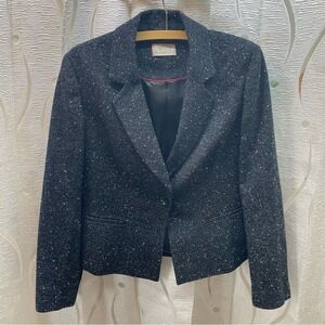 Planet Womens Black Tweed Metallic Flecked One Button Blazer Jacket‎ SS14 CAP A